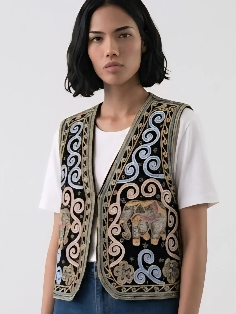 Vintage Carol Horn Workshop 🐘 Elephant 🐘 Vest Embellished Beads Sequins Ethnic